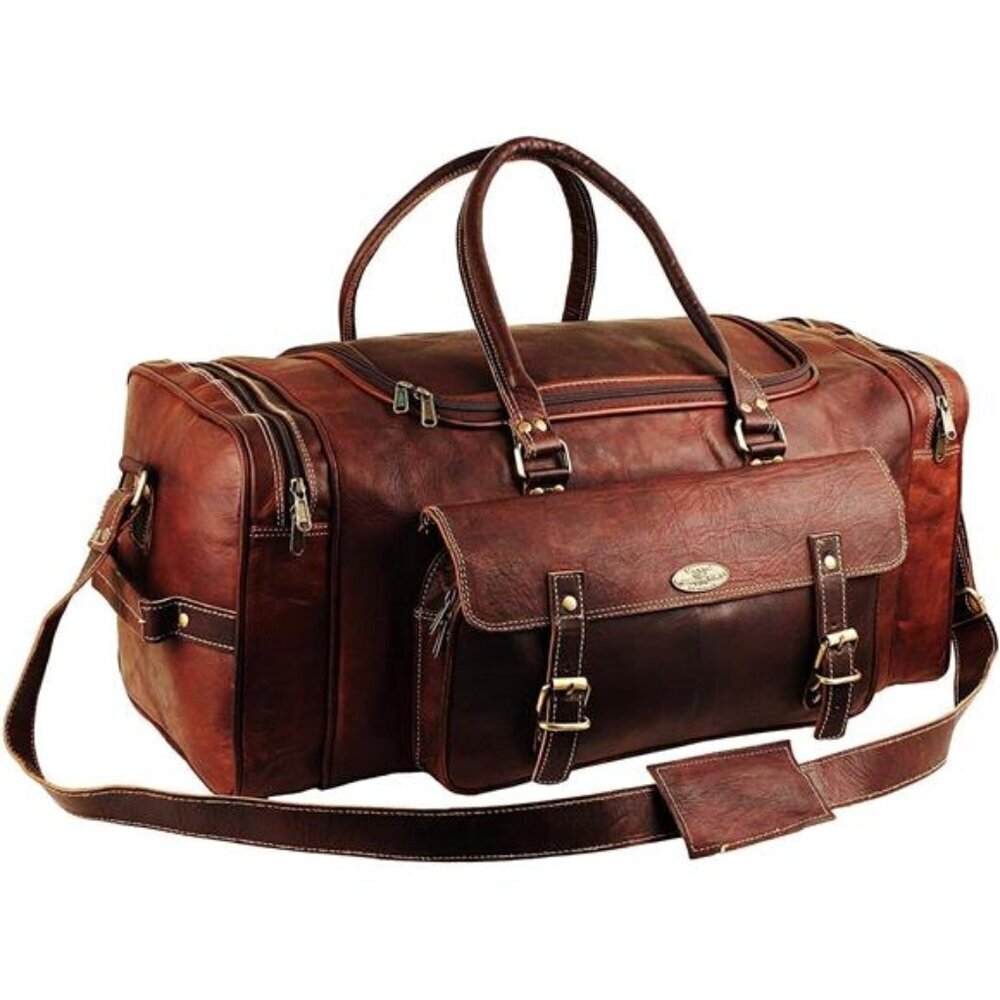Vintage Leather Weekender Bag for Men Travel